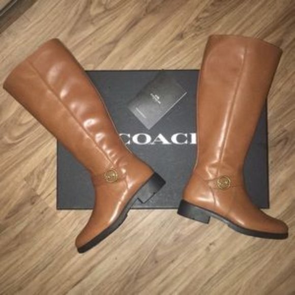 Coach Rory Leather Zip Boots 8 WIDE (C) - Picture 1 of 7
